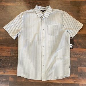 Volcom Classic Fit Striped Button Up Shirt Large NEW